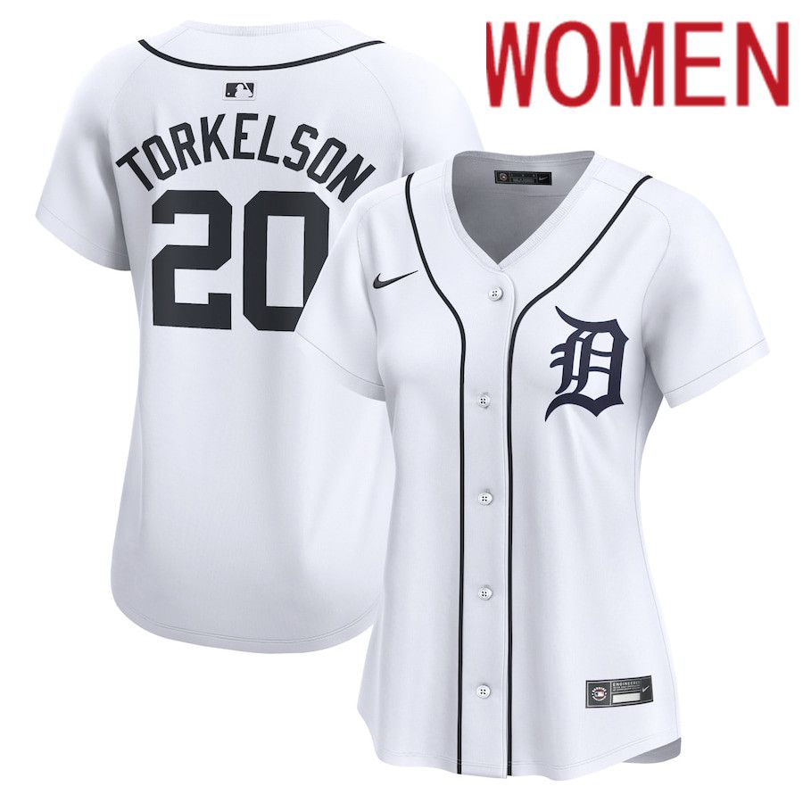 Women Detroit Tigers #20 Spencer Torkelson Nike White Home Limited Player MLB Jersey